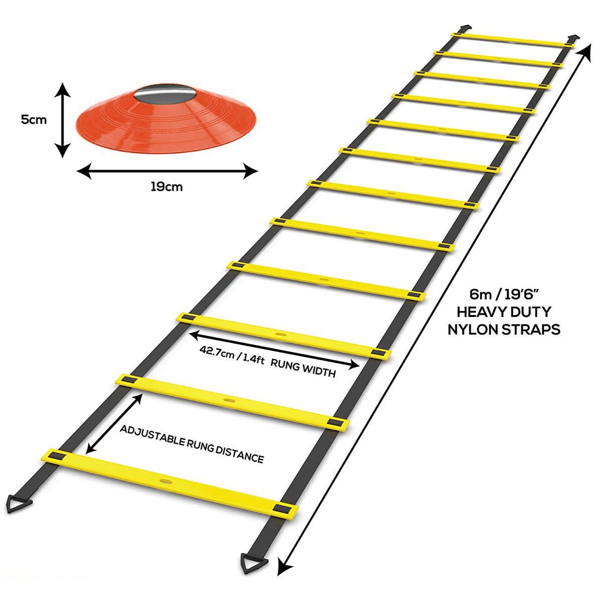 OWEMTECH Speed Agility Training Set - 20ft Long Ladders,12 Cones